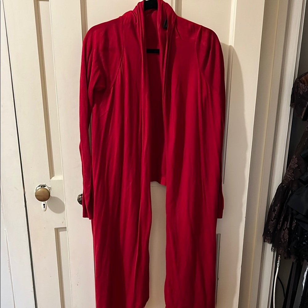 Cashmere Vibrant Red Open Front Cardigan